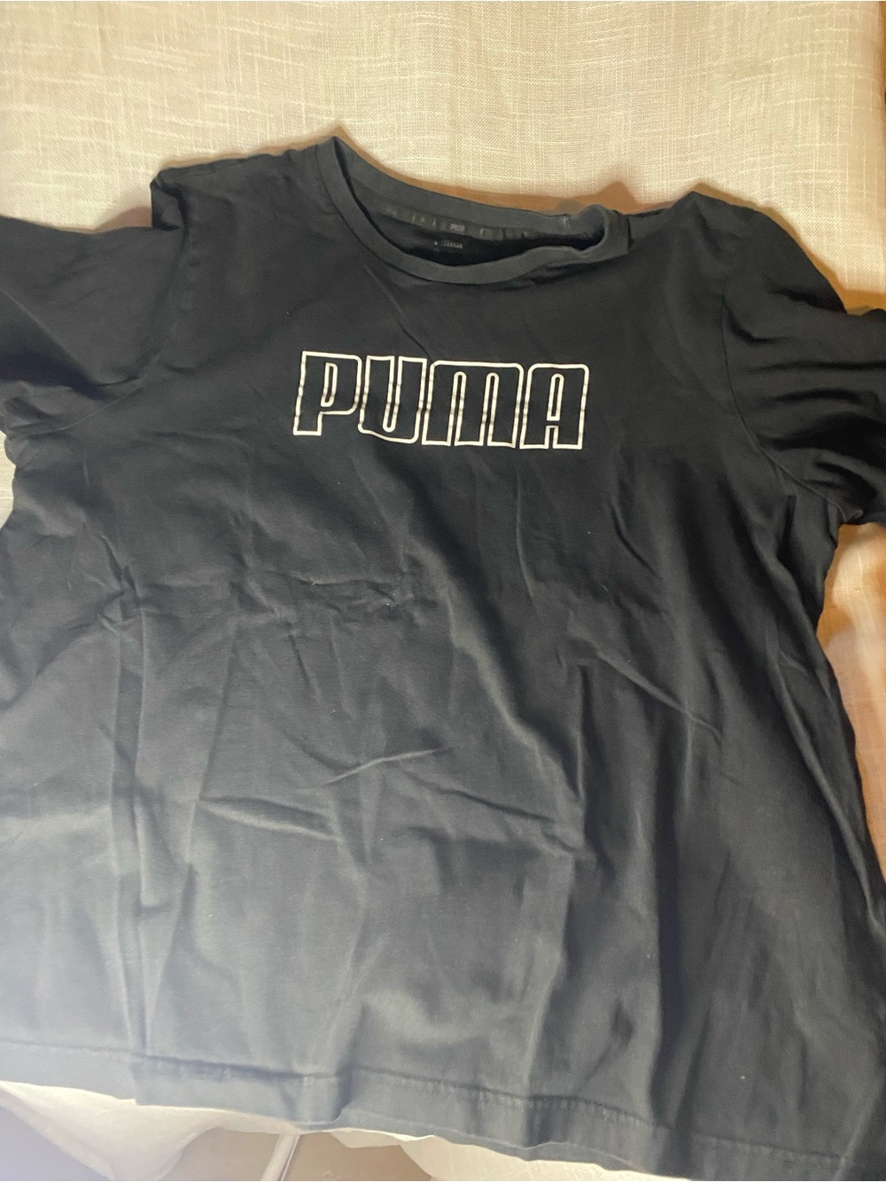 Puma Black Crewneck Tee with White Outline Logo
